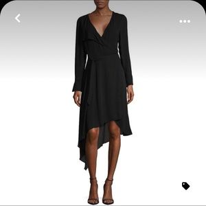 Halston asymmetrical wrap dress, black, size medium